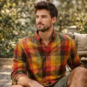 Viyella Mens XL Cotton Wool Blend Plaid Button Down Shirt‎ Multi Color Check